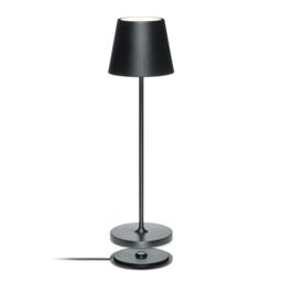 LA VILLE LUMIÈRE SuzieV Dimmable Rechargeable LED Table Lamp - Wireless for Bedrooms, Bedside, Living Room and Restaurants - Aluminum, Indoor/Outdoor, 48h, 3 Temp. Designed in Italy (Metal Black)
