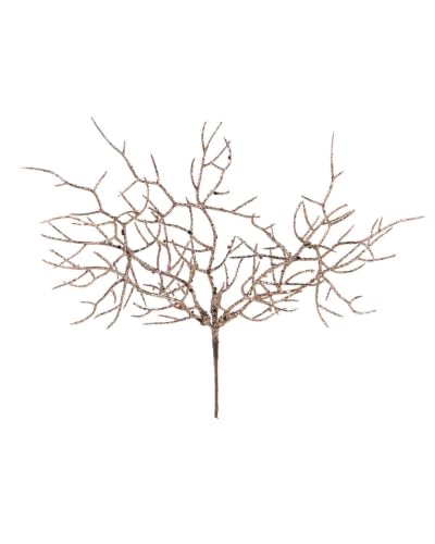 WeRChristmas Mocha Glitter Coral Christmas Tree Pick, 27cm - 27cm mocha glitter coral pick with fine branching design for adding sparkle, texture and gentle height to festive displays