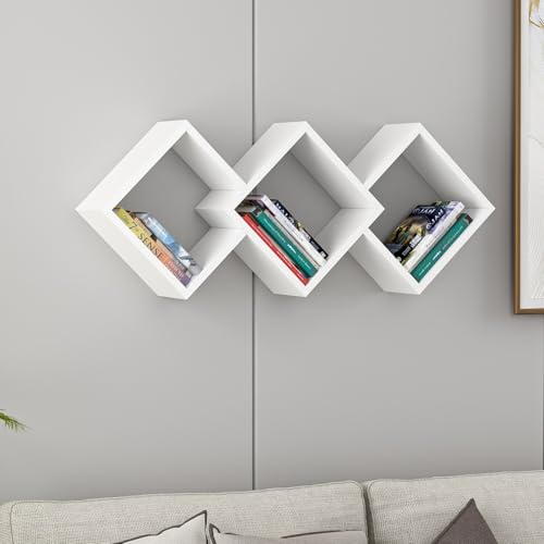 Stylish Wall Shelf, White, 102 x 42 x 20 cm, 100% Melamine Coated Particle Board, 18 mm Thick, Perfect for Modern Home Decor & Organization