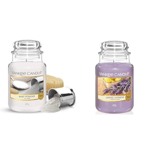 Yankee Candle Scented Candle - Baby Powder Large Jar Candle - Long Burning Candles: up to 150 Hours & Scented Candle, Lemon Lavender Large Jar Candle, Long Burning Candles