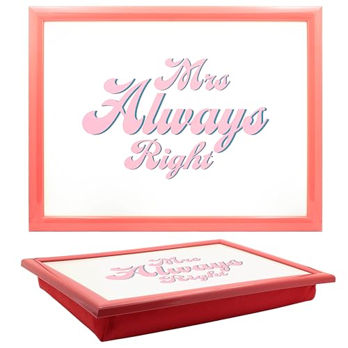 The Leonardo Collection His N Hers Mrs Always Right Food Serving Laptray - Bean Bag Cushion Base, Stable Eating Surface, Lightweight Build, Easy Maintenance, Everyday Convenience, Thoughtful Gift