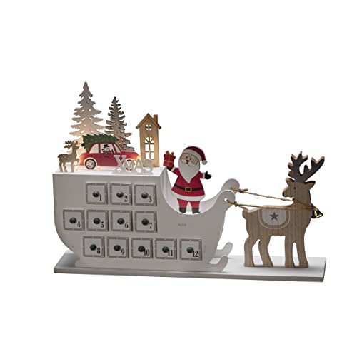 Konstsmide Christmas Lights/LED Winter Christmas Village Wooden Advent Calendar Welcome Light/Indoor Use (IP20)/Mains or Battery Operation (Excl.)/4 Warm White Diodes/Transparent Cable