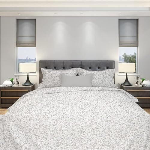 Homemania Mandy Bedding-Single-with Fitted, Sheet, Pillowcase, White, Grey, Cotton, 150 x 280 cm