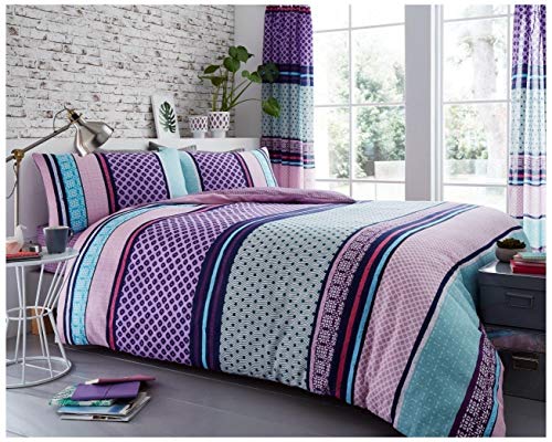 Gaveno Cavailia Luxury CHARTER STRIPE Bed Set with Duvet Cover and Pillow Case, Polyester-Cotton, Berry, Single