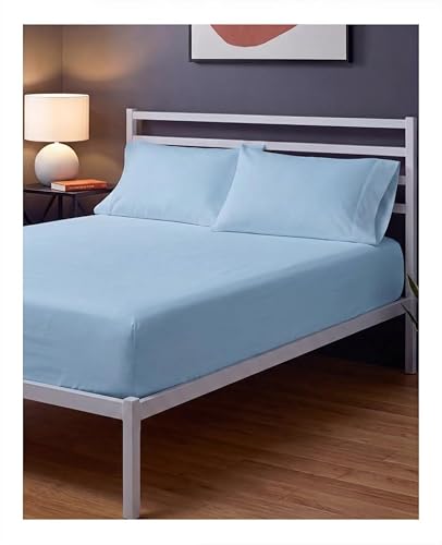 Sleepy Town King Size Bed Sheets - 3 Piece - NO FLAT SHEET INCLUDED - King Sheet Set - Soft, Comfy & Cooling - Easy Care - Wrinkle & Fade Resistant - Brushed Microfiber - Deep Pocket Sheets (Sky Blue)