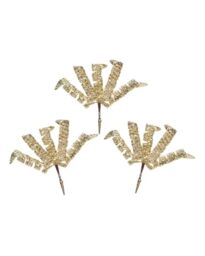 Set of 3 Gold Glitter Spiral Christmas Tree Picks, 18cm Sprays