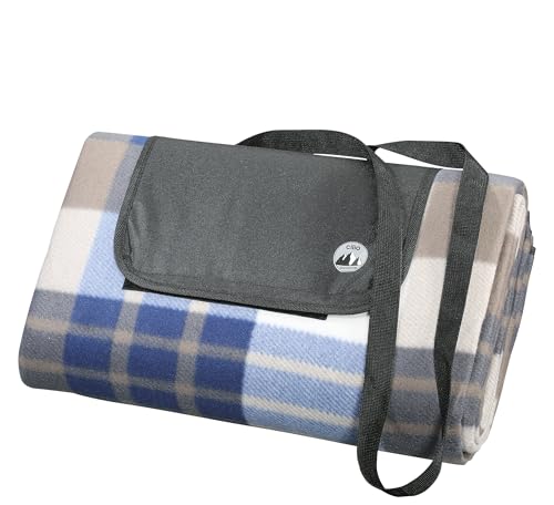 Cilio Beach Picnic Blanket, Water-Repellent Underside, Outdoor Blanket, Polyester, Soft Surface, with Velcro Fastening and Carry Strap, Suitable for Picnic, Beach and Camping, 200 x 200 cm, Brown