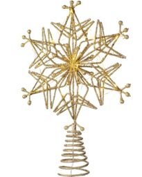 WeRChristmas Gold Star Tree Topper with 25 Chasing Warm LED Lights, Multi-Colour, 32cm