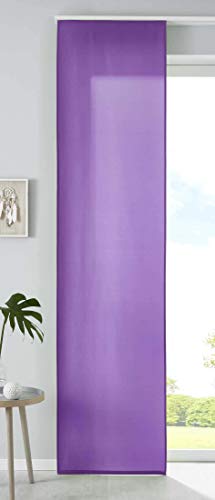 Gardinenbox Set of 1 Sliding Curtain Panel Curtain Microfibre Curtain Room Divider Matt Panel Weight Bar 100% Polyester Purple H 245 x W 60 cm