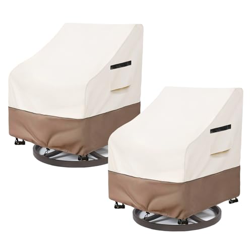 SoloToo Patio Chair Covers 2 Pack,Outdoor Furniture Covers Waterproof,35W x 37D x 36H inches Outdoor Chair Cover Used for Garden,Lawn and Backyard (Beige & Brown)