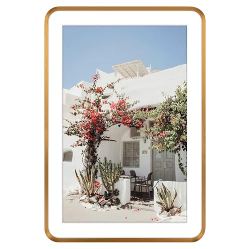 Golden State Art 13x19 Aluminum Picture Frame Bronze - With Round Corners - With Mat for 11x17 Photo or Without Mat for 13x19 Photo - Real Glass - Matte Design - Home Decor for Wall Display