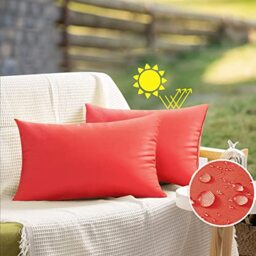 VAKADO 12x20 Outdoor Christmas Waterproof Throw Pillow Covers Set of 2 Decorative Outside Patio Furniture Cushion Cases Decor for Garden Bench Porch Couch Tent,Red