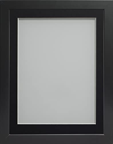 Frame Company Connolly Range Black Wooden Picture Photo Frame with Black Mount 9x7 for pic size 8x6 *Choice of Sizes* Fitted with Real Glass