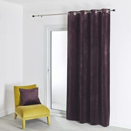 HomeMaison.com Felted Velvet Curtain Plain Plum 135 x 260 cm