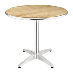 Bolero Round Ash Wood and Aluminium Bistro Dining Table U429, 800mm