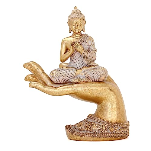 "Suoedd Golden Buddha Statue for Home - 8.7"" Tall - Spiritual Zen Decor - Perfect for Living Room or Shrine"
