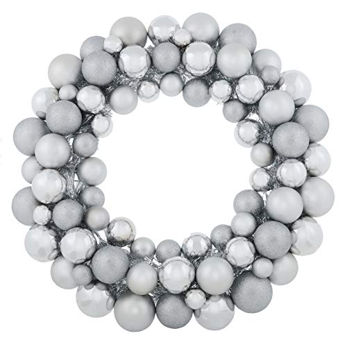 Mr Crimbo Large Silver Christmas Bauble Wreath Decoration Hanging Ornament 64cm