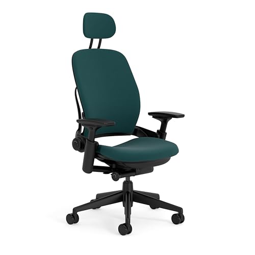 Steelcase Leap Ergonomic Office Chair With LiveBack Lumbar Support And S-Shaped Flexible Backrest, Adjustable Headrest Dark Green