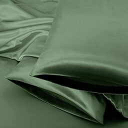 Aormenzy Satin Pillow Cases for Women King Size Set of 2, Woodland Green Satin Pillowcase for Hair with Envelope Closure Silky Pillow Covers Wrinkle, Fade Resistant (20x40 Inches)