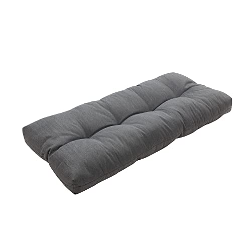 "Magpie Fabrics Indoor Outdoor Bench Cushion 45""x18"", Non-Slip Tufted Water Resistant Long Seat Pads, Patio Loveseat Cushion for Window, Garden, Swing, Settee - Dark Gray"
