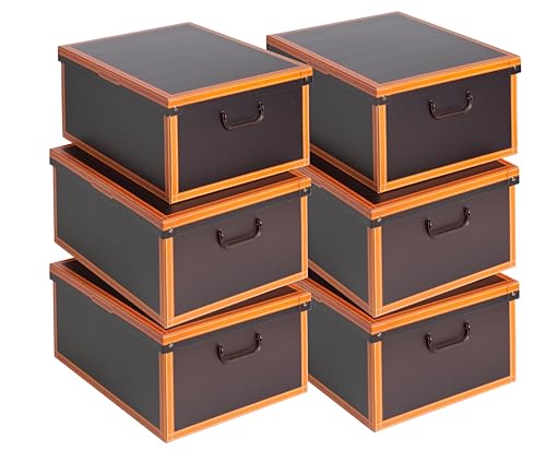 Lavatelli Set of 6 Cardboard Storage Boxes with Lid Leather 40x50x25cm - Home storage in cardboard with lid, set of 6 boxes of 40x50x25 cm, for clothes and blankets. Made in Italy
