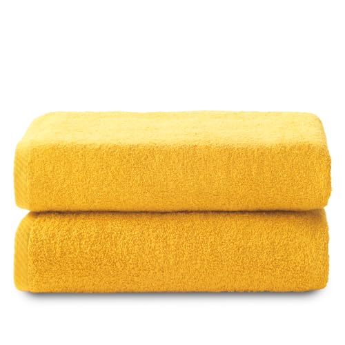 Top Towel - Plus - Large bath towels - Bath towels - 2 shower towels - 70x140 cm - 100% cotton - Gold