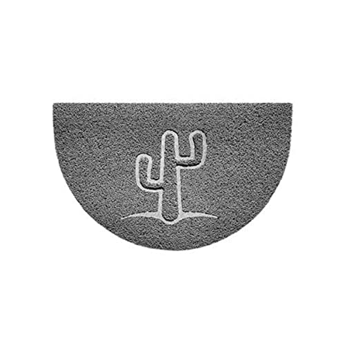 Nicoman Embossed Halfmoon Half Circle Door Mat Dirt-Trapper Jet-Washable Doormat 70x44cm (Grey, CACTUS Shape) - Use Indoor or Sheltered Outdoor