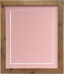 "FRAMES BY POST 25mm wide H7 Rustic Oak Picture Photo Frame with Pink Mount and Backing Board 24""x20"" for Pic Size 20""x16"" (Plastic Glass)"