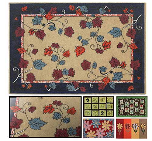 LucaHome – Rubber and PVC Doormat Manchester Flowers Autumn Non-Slip Absorbent Doormat 45 x 68 cm Rubber and PVC, Doormat for Outdoor and Indoor