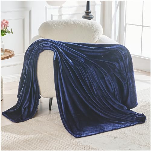 GC GAVENO CAVAILIA Sherpa Fleece Throw Blanket Double 150x200 Cm - Flannel Snuggle Blanket - Navy