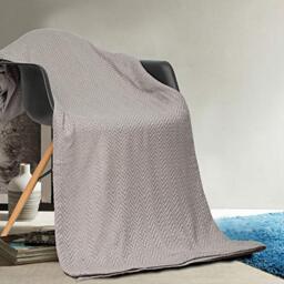 Home Maison Josie Chevron Knit Cotton Throw Blanket, Grey, Full/Queen