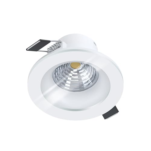 Eglo LED recessed Spotlight Salabate, dimmable Ceiling spot, Flat Light, White Aluminium, Warm White, 6W, 380 lumens, 3000 K, Ø 8.8 cm