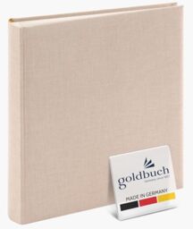 Goldbuch Summertime Trend 2 24605 Photo Album with 60 White Pages with Pargamine Dividers, Memory Album with Linen Cover, Photo Album for Gluing, Beige, 25 x 25 x 4 cm