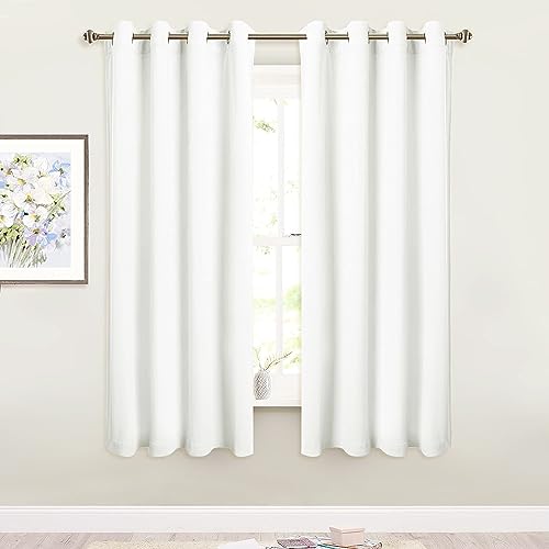 "SMILETIME White Velvet Curtains 52""x63"" Grommet 2 Panels - OEKO-TEX rust-proof grommets light filtering heat insulated noise reducing, living room bedroom study, machine washable"