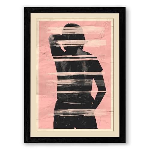 Fragmented Figure Minimalist Framed Wall Art Print A4 (29.7×21cm) Black, Wall Decor for Living Room, Bedroom, Office & Home, Ready to Hang, Art Gift