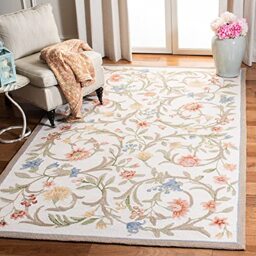 SAFAVIEH Traditional Rug for Living Room, Dining Room, Bedroom - Chelsea Collection, Short Pile, in Ivory and Multicolor, 90 x 90 cm