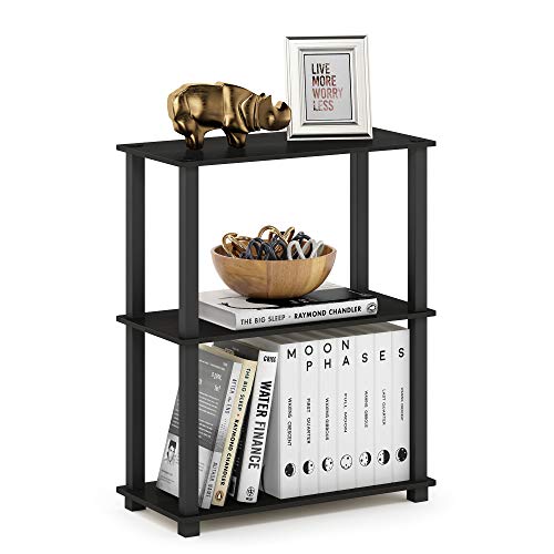 Furinno TURN-S-TUBE Storage Shelves, 3-Tier Book Shelf, Corner Shelf, Toolless Open Shelves, for Organization and Storage, Living Room, Garage, Home Office, Espresso