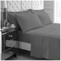 GC GAVENO CAVAILIA Kingsize Bed Sheet Set 4Pieces - 1x Fitted Sheet, 1x Flat Sheet & 2x Pillowcases 50x75 - Lightweight & Easy Care - Fitted Sheet Set Supersoft Polyester Bedding - Charcoal