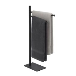 Relaxdays towel rack, HxWxD: 78 x 33.5 x 14 cm, stainless steel, 2 movable bars, standing towel rack, black