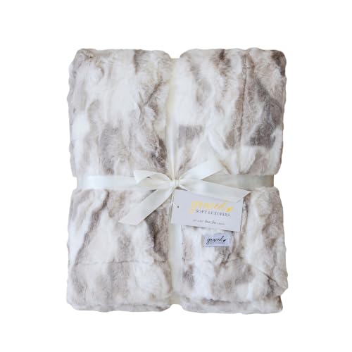 "GRACED SOFT LUXURIES Softest Throw Blanket Warm Elegant Cozy Fluffy Thick Comfy Soft Faux Fur for Home, Couch, Sofa, Bed (Marbled Ivory, Large 50"" x 60"")"