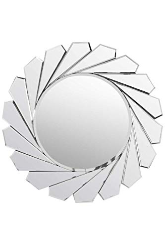 MirrorOutlet Large Modern Design Round Sophisticated Sunburst Venetain Wall Mirror 2Ft8 80cm, 80x80,Silver,JH035