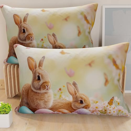 PETTI Artigiani Italiani - Set of 2 Easter Cushion Covers 40x70 cm in Microfibre, Easter Decorative Cushions for Bedroom, Sofa and Living Room, 2 Decorative Pillow Covers, 100% Made in Italy