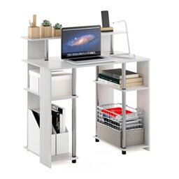 Furinno Computer Writing Desk, Engineered Wood, White Oak/Stainless Steel, 51.49 (D) x 90.5 (W) x 90.6 (H) cm