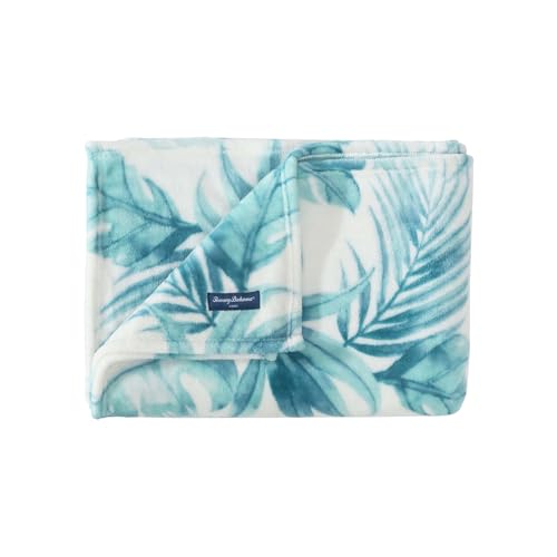 "Tommy Bahama - Throw Blanket, Plush Fleece Bedding, Tropical Home Decor for Bed or Couch (Waimea Bay Green, 50"" x 70"")"
