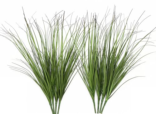 Fake Wheat Grass Plants Artificial Onion Greenery Faux Shrubs Plastic Plant Flowers Stems for Indoor Room Home Office Outdoor Decor Garden Porch Gardening Wedding Bundles DIY Decoration - 8 Pack