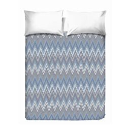 PENSIERI DELICATI Double Bed Sheet 260 x 280 cm, Single Sheet 100% Cotton Pique, Ideal as Furnishing Towel, 2 Squares Bed Blanket, Blue Barbed Pattern, 100% Made in Italy