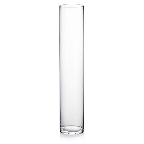 "WGV Tall Cylinder Vase, 3"" W x 16"" H, Clear Skinny&Narrow Glass Bud Vase for Wedding Party Flowers Centerpieces Home Office Decor, 1 Piece"