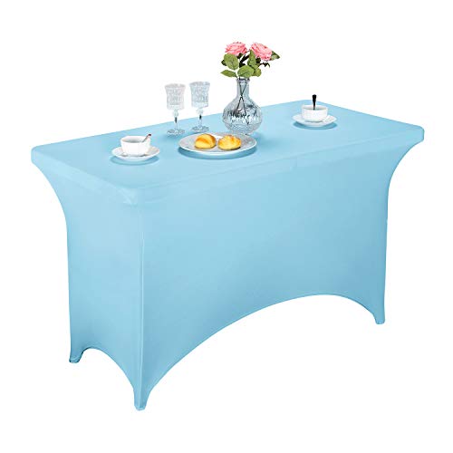 LZY Spandex Fitted Stretch Table Cover for 4ft or 6ft or 8ft Folding Table, Rectangular Cocktail Tablecloth, Perfect for Party or Banquet