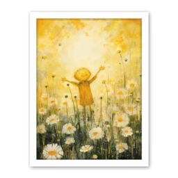Artery8 Sunshine Happiness and Flowers Everywhere Simple Kids Bedroom Nursery Artwork Framed Wall Art Print 18X24 Inch