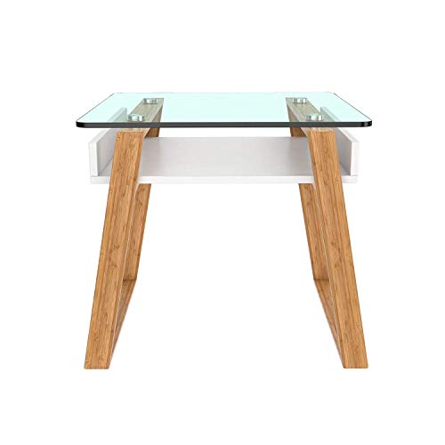 ASPECT JENSEN Side Table,Wood,Bamboo,Glass-White (55X55x50cm)